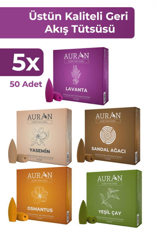 5X Geri Akış Tütsüsü Seti Konik Tütsü Backflow Incense Cones 5x10 Adet - 1