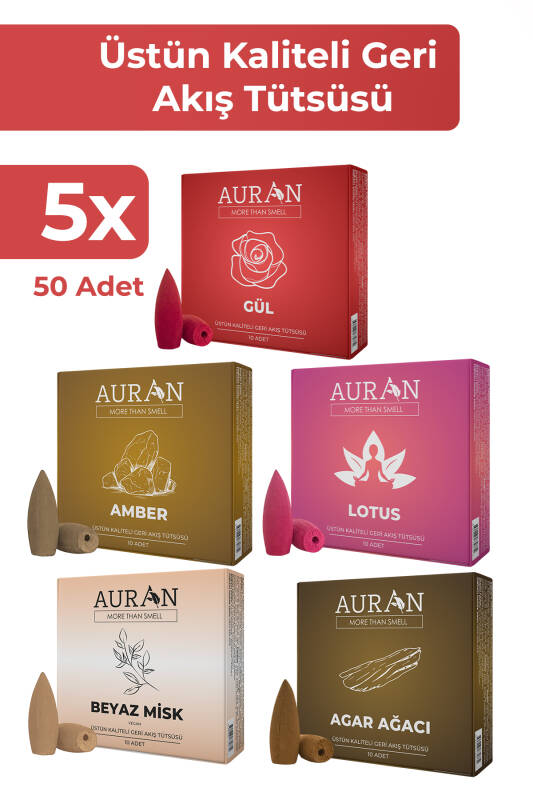 5X Geri Akış Tütsüsü Seti Konik Tütsü Backflow Incense Cones 5x10 Adet - 1