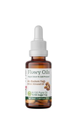 Flowy Oils Acı Badem Yağı %100 Doğal Bitkisel Sabit Yağ Bitter Almond Oil 50ml - 1