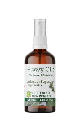 Flowy Oils Adaçayı Suyu Cam Şişe %100 Tam Saf Doğal Yağlı Distilasyon Hidrosöl Suyu Sage Hydrosol 100ml - 2