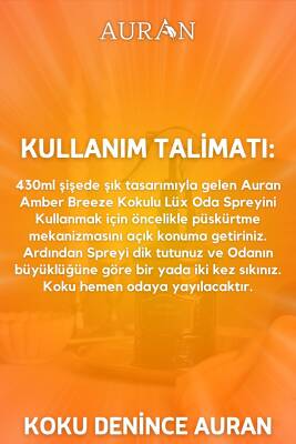 Auran Amber Breeze Oda Spreyi Oda Kokusu Oda Parfümü Kalıcı Oda Kokusu Premium Room Spray 350ml - 9