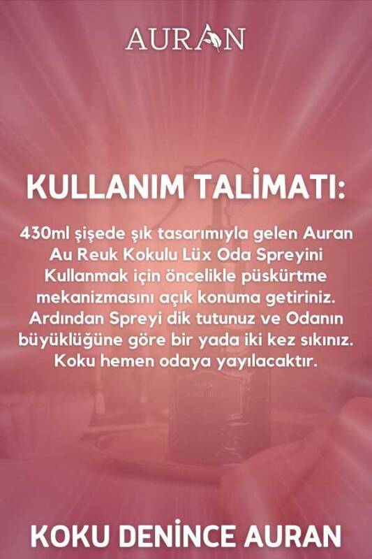 Au Reuk Parfümlü Oda ve Çamaşır Spreyi Ortam ve Kumaş Kokusu Premium Room Spray 350ml - 8