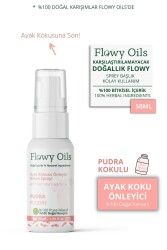 Flowy Oils Ayak Koku Giderici Bebek Pudrası Kokulu Bitkisel Içerik Ayak Deodarant Aya Koku Önleyici Sprey 50ml - 1