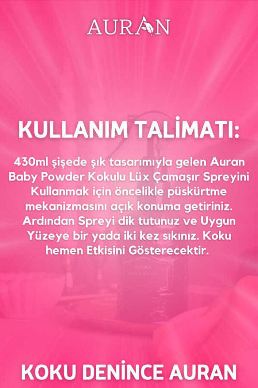 Auran Bebek Pudrası Çamaşır Spreyi Çamaşır Kokusu Çamaşır Parfümü Kalıcı Baby Powder Fabric Spray 350ml - 9