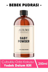 Auran Bebek Pudrası Yedek Çubuklu Oda Ve Ortam Kokusu Esansı Yedek Dolum Şişe Baby Powder 250ml - 1