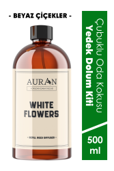 Auran Beyaz Çiçekler Yedek Çubuklu Oda Ve Ortam Kokusu Esansı Yedek Dolum Şişe White Flowers 500ml - 1