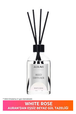 Beyaz Gül Çubuklu Oda Kokusu Bambu Kokusu White Rose Reed Diffuser 50ml - 1