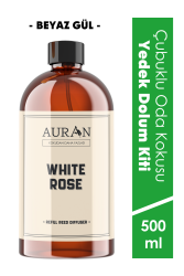 Auran Beyaz Gül Yedek Çubuklu Oda Ve Ortam Kokusu Esansı Yedek Dolum Şişe White Rose 500ml - 1