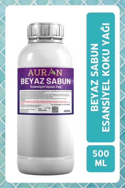 Auran Beyaz Sabun Esansiyel Uçucu Yağ Esans Koku Yağı Hobi Esans Mum Sabun Oda Kokusu 500ml - 1