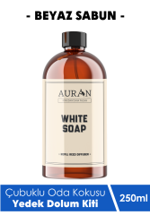 Auran Beyaz Sabun Yedek Çubuklu Oda Ve Ortam Kokusu Esansı Yedek Dolum Şişe White Soap 250ml - 1