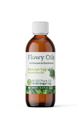 Flowy Oils Biberiye Yağı %100 Doğal Bitkisel Uçucu Yağ Cam Şişe Büyük Boy Rosemary Oil 250ml - 1