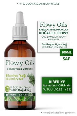 Flowy Oils Biberiye Yağı %100 Doğal Bitkisel Uçucu Yağ Rosemary Oil 100ml - 1