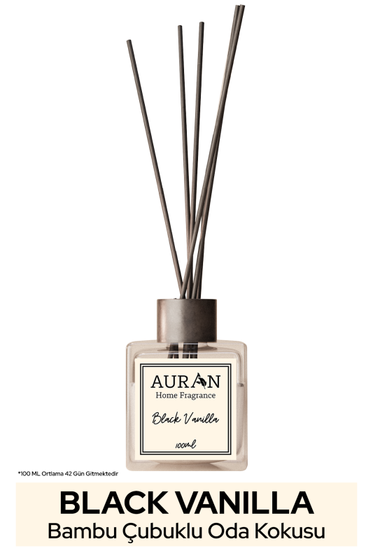 Black Vanilya Çubuklu Oda Kokusu Bambu Kokusu Kare Şişe Black Vanilla Reed Diffuser 100ml - 1