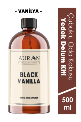 Auran Black Vanilla Yedek Çubuklu Oda Ve Ortam Kokusu Esansı Yedek Dolum Şişe Siyah Vanilya 500ml - 1