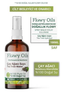 Flowy Oils Çay Ağacı Suyu Cilt Besleyici Onarıcı Cam Şişe %100 Tam Saf Doğal Yağlı Distilasyon Hidrosöl 100ml - 1