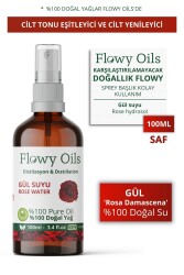 Flowy Oils Gül Suyu Cam Şişe %100 Tam Saf Doğal Yağlı Distilasyon Hidrosöl Suyu Rose Hydrosol 100ml - 1