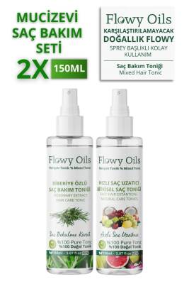 Flowy Oils Hızlı Saç Uzatma Etkili Ve Saç Dökülme Karşıtı 2'li Saç Bakım Toniği Doğal Bitkisel Sprey 2X 150ml - 1