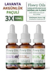 Flowy Oils Lavanta Yağı, Akgünlük Yağı, Paçuli Yağı 3'lü Rahatlama Set %100 Doğal Bitkisel Uçucu Yağ 10ml - 2