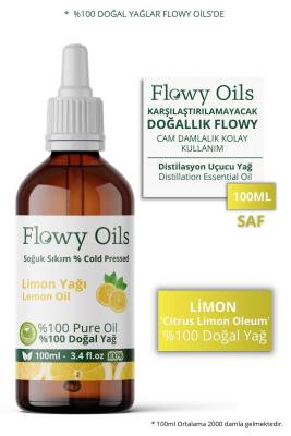 Flowy Oils Limon Yağı %100 Doğal Bitkisel Uçucu Yağ Lemon Oil 100 ml - 1