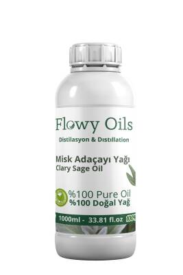 Flowy Oils Misk Adaçayı Yağı %100 Doğal Bitkisel Uçucu Yağ Clary Sage Oil 1000ml 1 Litre - 1