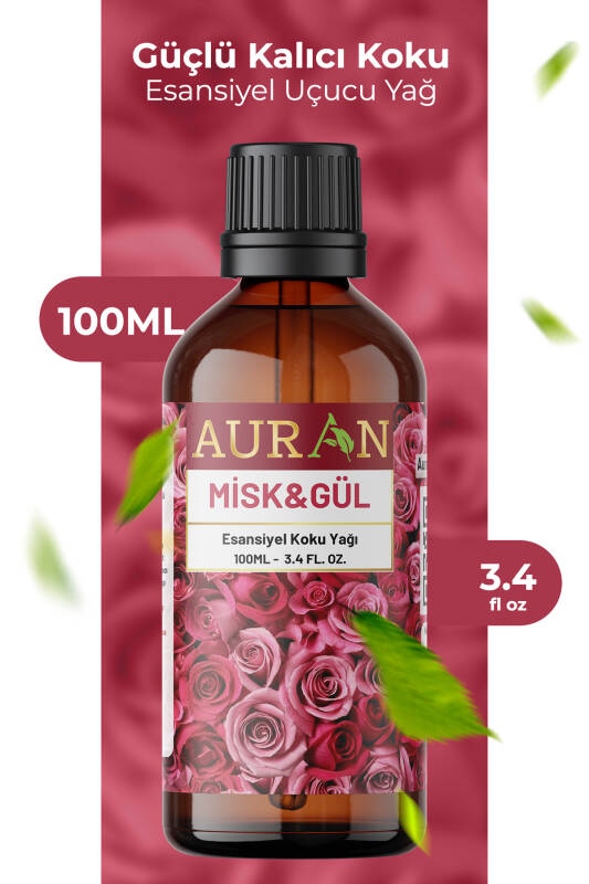 Auran Misk & Gül Esansiyel Uçucu Koku Yağı Buhurdanlık Yağı Difüzör Esansı Hobi Esans Ortam Oda 100ml - 1