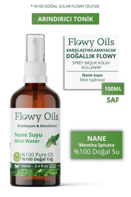 Flowy Oils Nane Suyu Arındırıcı Tonik Cam Şişe %100 Tam Saf Doğal Yağlı Distilasyon Hidrosöl Suyu 100ml - 1