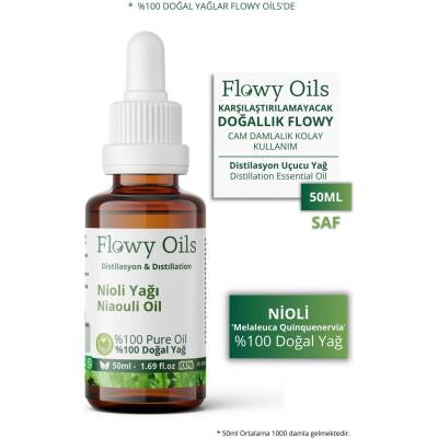 Flowy Oils Nioli Yağı Saf Sertifikalı %100 Doğal Bitkisel Uçucu Yağ Niaouli Essential Oil 50ml - 1