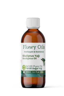 Flowy Oils Okaliptus Yağı %100 Doğal Bitkisel Uçucu Yağ Cam Şişe Büyük Boy Eucalyptus Oil 250ml - 1