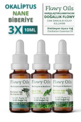 Flowy Oils Okaliptüs Yağı, Nane Yağı, Biberiye Yağı 3'lü Nefes Açıcı Set %100 Doğal Bitkisel Uçucu Yağ 10ml - 2