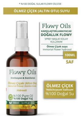 Flowy Oils Ölmez Çiçek - Altın Otu Suyu Cam Şişe %100 Tam Saf Doğal Yağlı Distilasyon Hidrosöl Suyu 100ml - 1