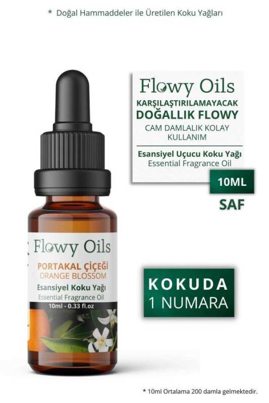 Flowy Oils Portakal Çiçeği Saf Esansiyel Uçucu Koku Yağı Esans Buhurdanlık Yağı Difüzör Esansı Fragrance 10ml - 1