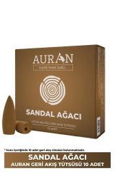 Auran Sandal Ağacı Kokulu Geri Akış Tütsüsü konik Tütsü Sandal Wood Backflow Incense Cones 10 Adet - 1