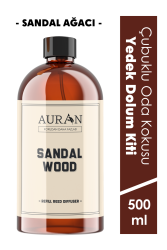 Auran Sandal Yedek Çubuklu Oda Ve Ortam Kokusu Esansı Yedek Dolum Şişe Sandalwood 500ml - 1