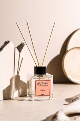 Sandal Ağacı Çubuklu Oda Kokusu Bambu Kokusu Kare Şişe Sandal Wood Reed Diffuser 100ml - 1