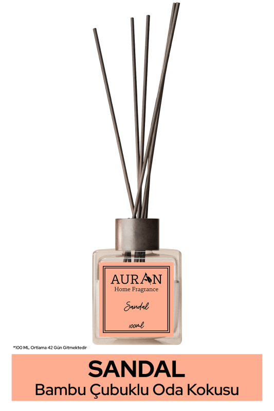 Sandal Ağacı Çubuklu Oda Kokusu Bambu Kokusu Kare Şişe Sandal Wood Reed Diffuser 100ml - 1