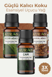 Auran Sedir Sandal Çam Saf Esansiyel Uçucu Yağ Buhurdanlık Yağ Difüzör Esans Aromaterapi Ortam 3x 10ml - 1