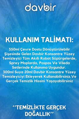 Davbir Türk Hamamı Kokulu Akıllı Robot Süpürge Deterjanı,Sprey Mop Deterjanı,Yüzey Temizleyici 550ml - 6