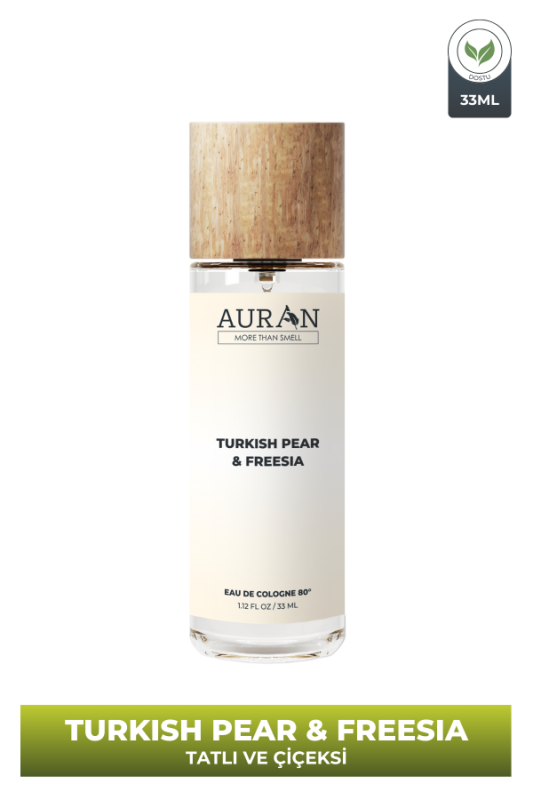 Turkish Pear & Freesia Cam Şişe 80 Derece Kolonya Premium Eau de Cologne 33ml - 1