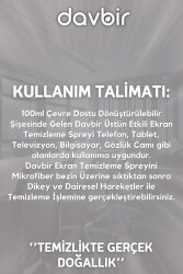 Davbir Üstün Etkili Ekran Temizleyici Sprey Bilgisayar, Telefon, Tablet, Televizyon Temizleyici Sprey 100ml - 7