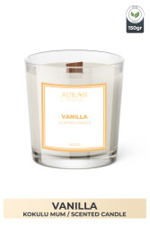 Vanilya Kokulu Mum Ahşap Fitilli Dekoratif Kokulu Kavanoz Mum Vanilla Candle 150gr. - 1