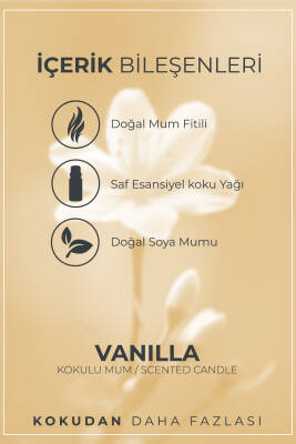 Vanilya Kokulu Mum Ahşap Fitilli Dekoratif Kokulu Kavanoz Mum Vanilla Candle 150gr. - 5