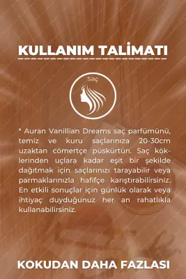 Auran Vanilya Saç Parfümü Besleyici ve Onarıcı Saç Bakım Spreyi Vanillian Dreams Hair Perfume Spray 100ml - 6