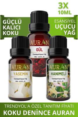 Auran Yasemin Hanımeli Gül Saf Esansiyel Uçucu Yağ Buhurdanlık Yağ Difüzör Esans Aromaterapi Yağ 3x 10 ml - 1