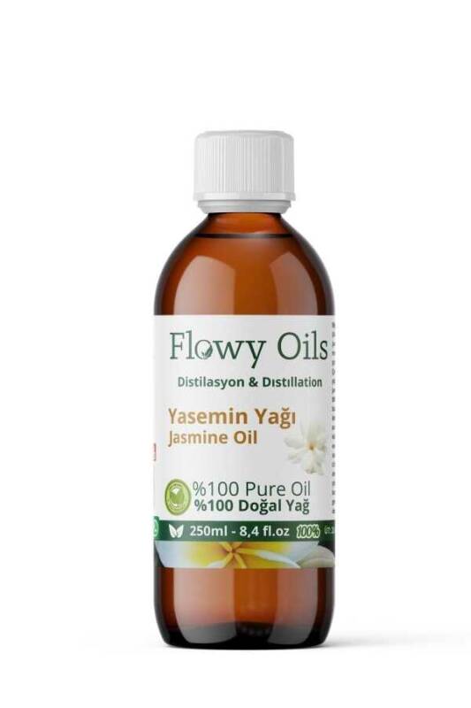 Flowy Oils Yasemin Yağı %100 Doğal Bitkisel Uçucu Yağ Cam Şişe Büyük Boy Jasmine Oil 250ml - 1