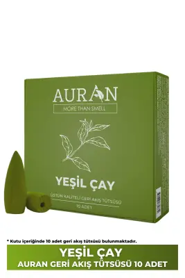 Auran Yeşil Çay Kokulu Geri Akış Tütsüsü konik Tütsü Green Tea Backflow Incense Cones 10 Adet - 1